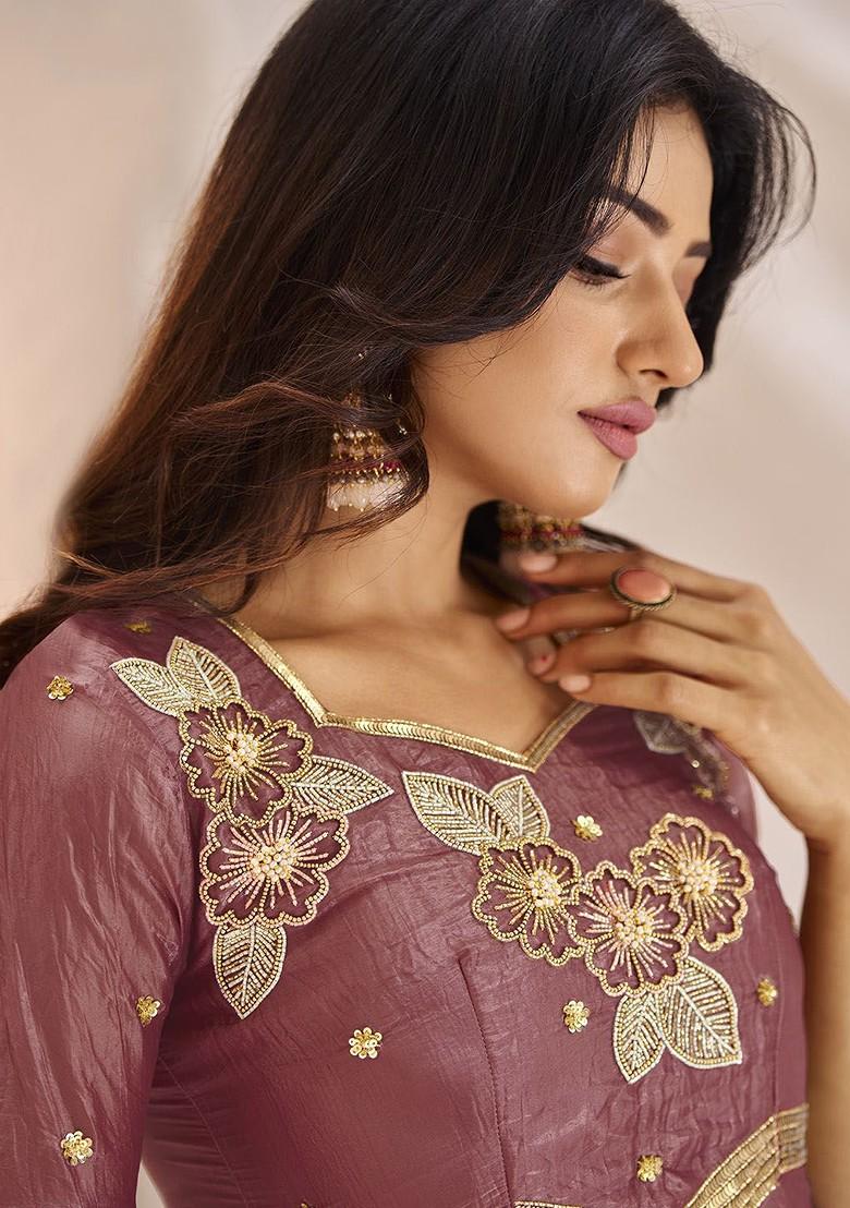 Pink Embroidered Poly Blend Kurta