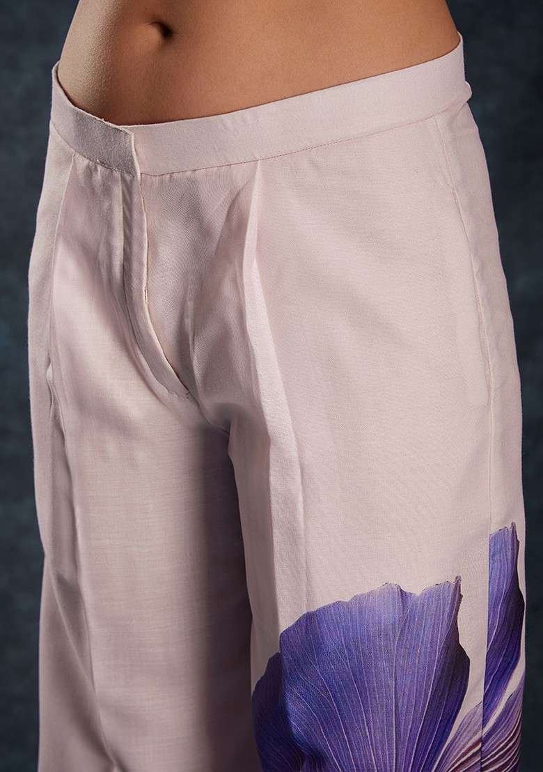 Pink Printed Poly Blend Fusion Set - Indya