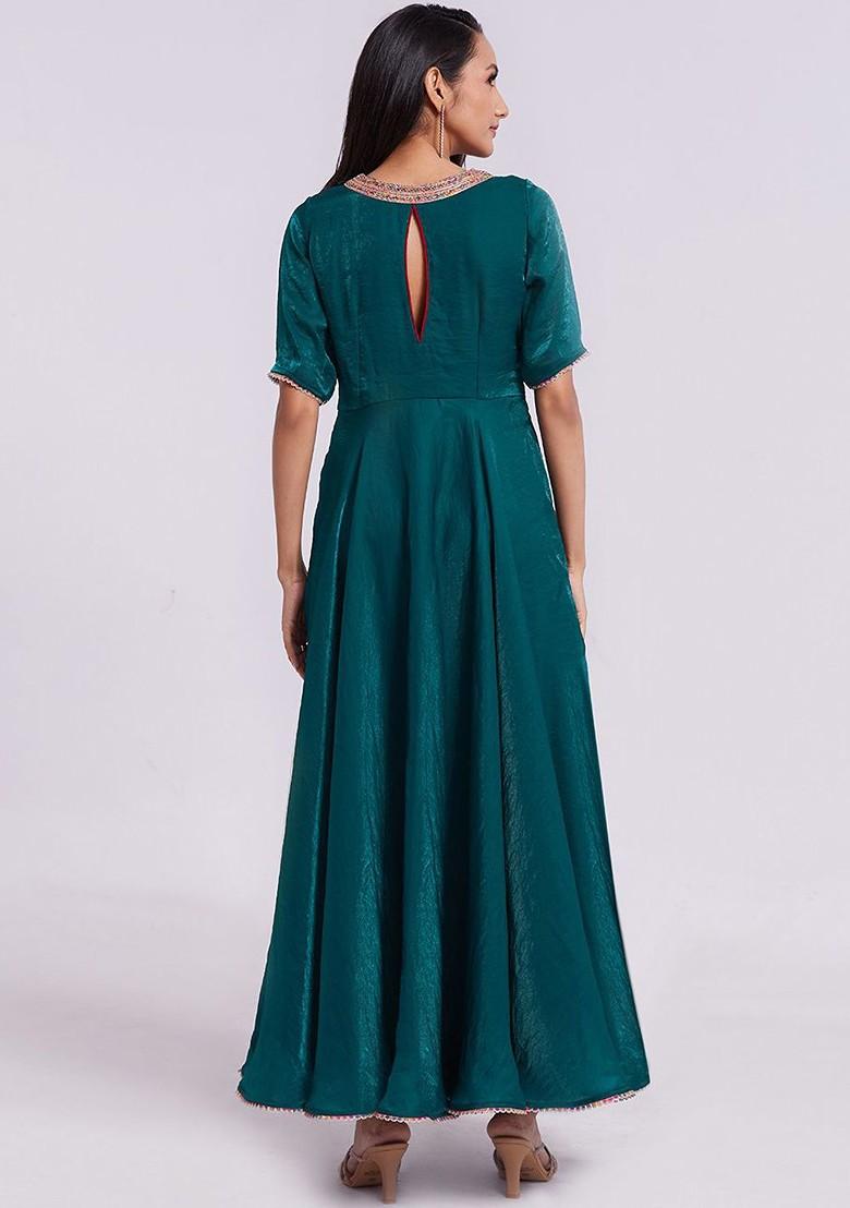 Green Solid Poly Blend Kurta