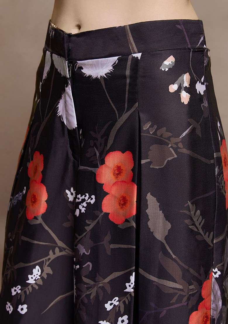 Black Solid Blended Sharara Set - Indya