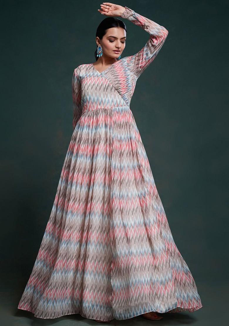 White Printed Poly Blend Kurta