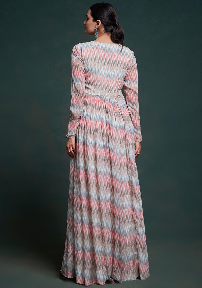 White Printed Poly Blend Kurta