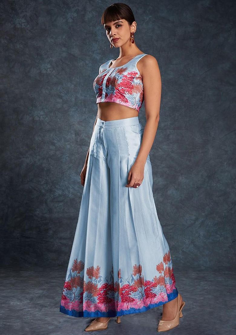 Blue Printed Poly Blend Fusion Set