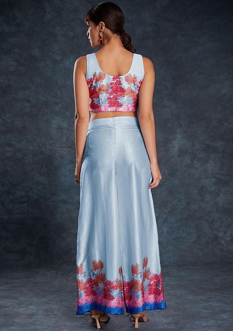 Blue Printed Poly Blend Fusion Set