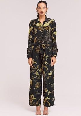 Black Printed Poly Blend Fusion Set