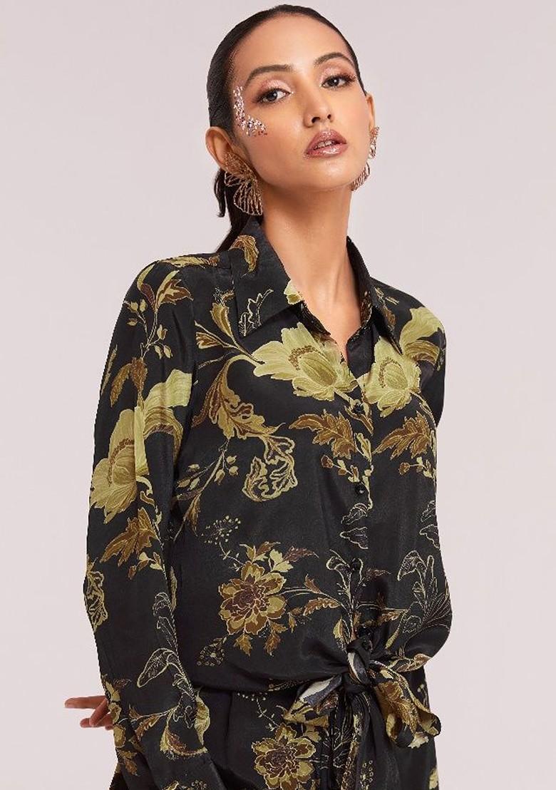 Black Printed Poly Blend Fusion Set