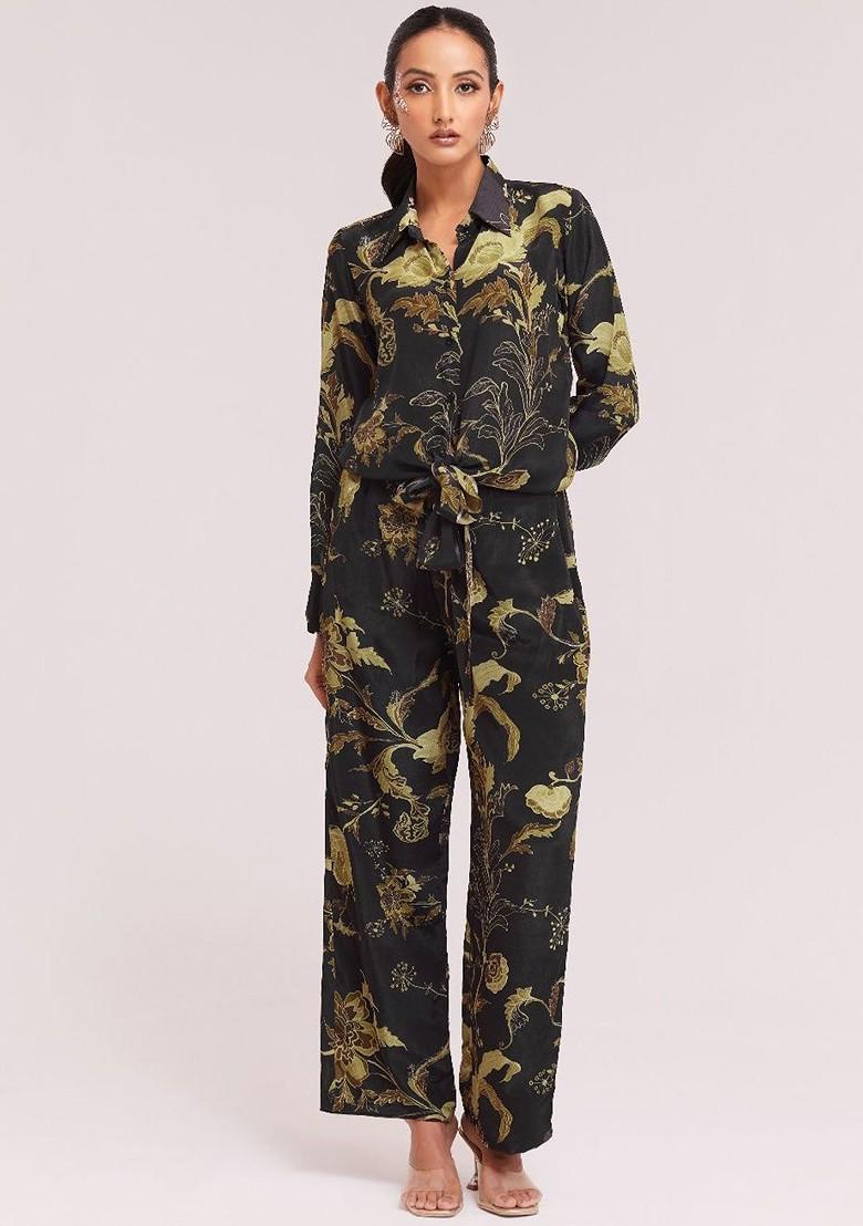 Black Printed Poly Blend Fusion Set