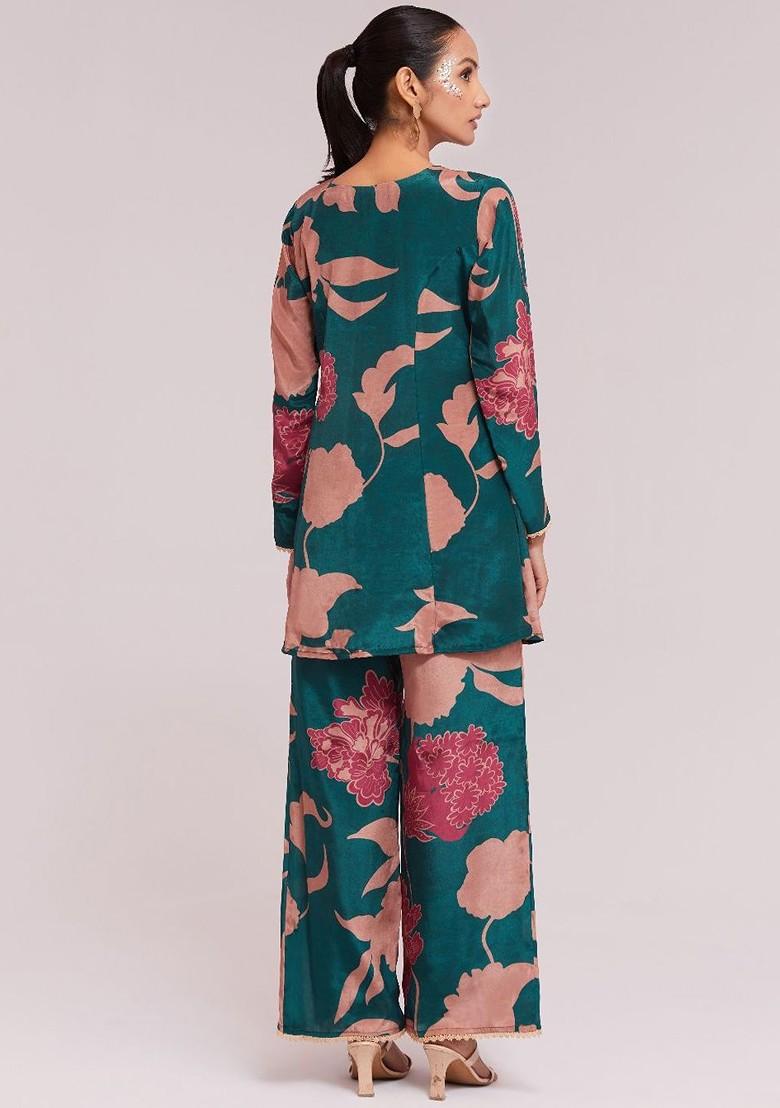 Green Printed Poly Blend Fusion Set