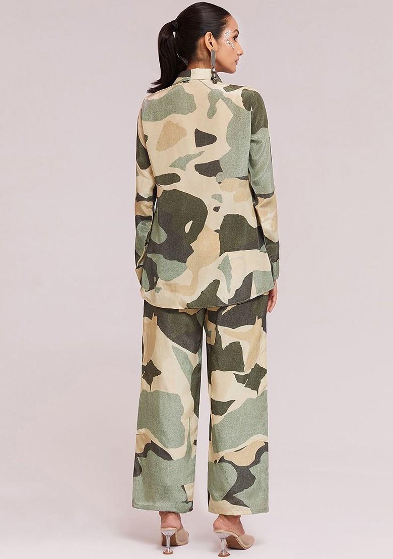 Green Printed Poly Blend Fusion Set