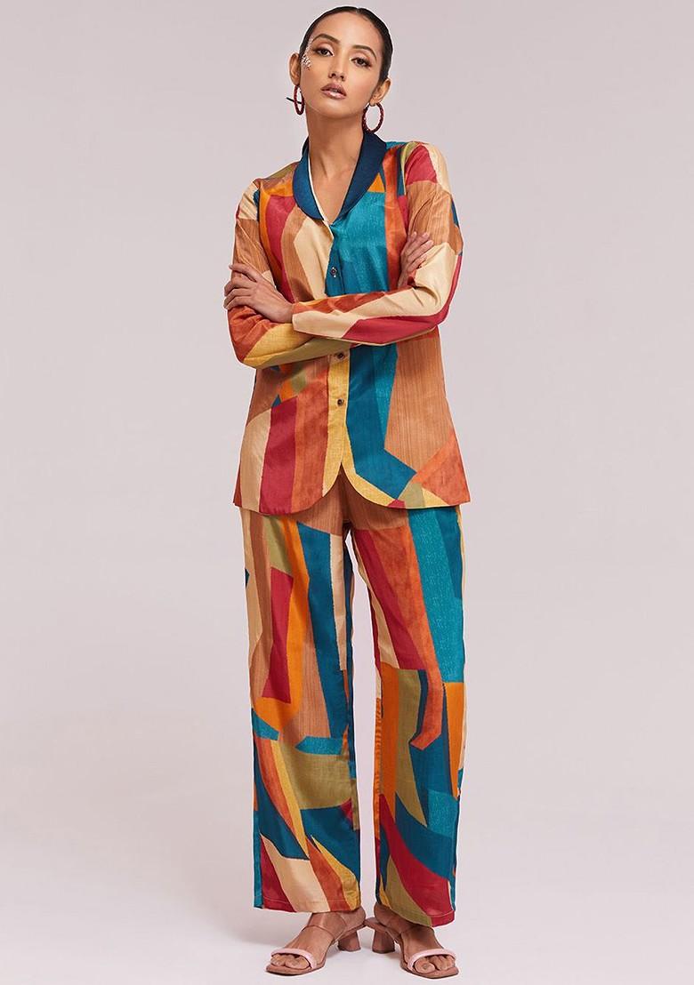 Orange Printed Poly Blend Fusion Set