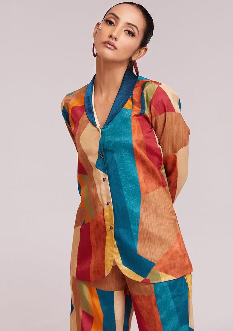 Orange Printed Poly Blend Fusion Set