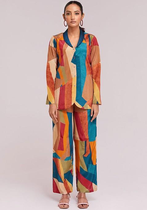 Orange Printed Poly Blend Fusion Set
