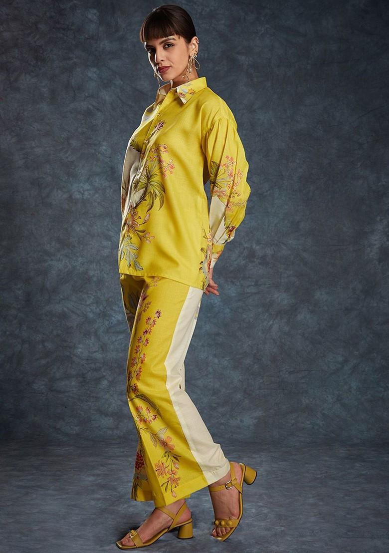 Yellow Printed Poly Blend Fusion Set