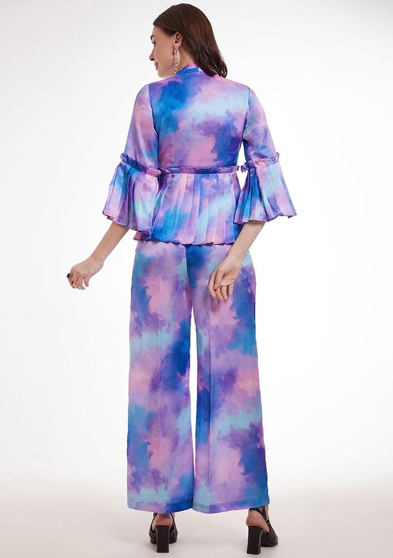 Blue Printed Poly Blend Fusion Set