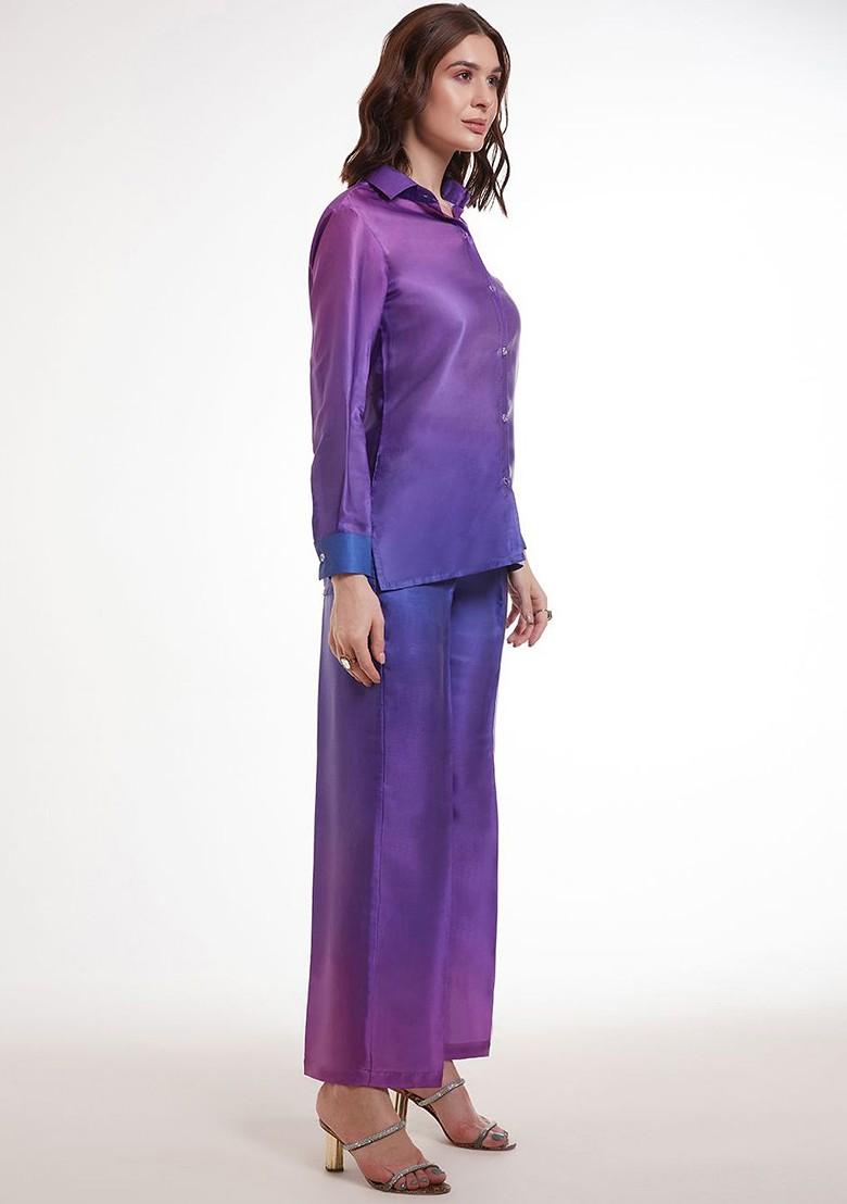 Blue Solid Poly Blend Fusion Set