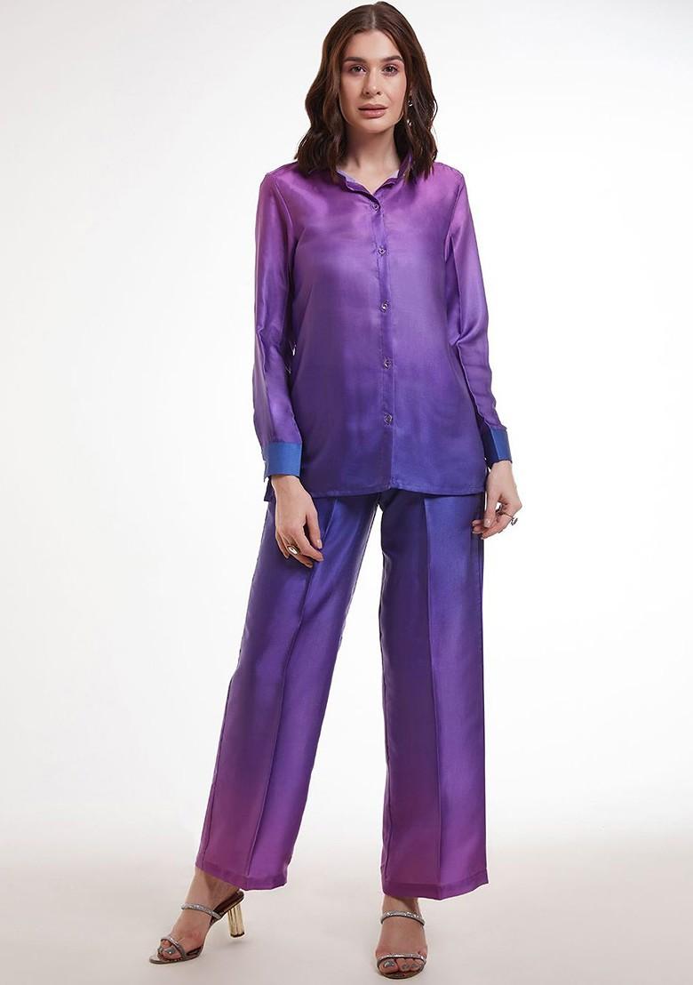 Blue Solid Poly Blend Fusion Set