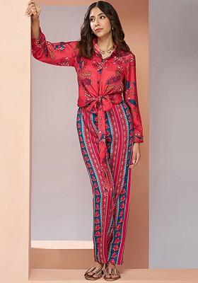 Coral Printed Poly Blend Fusion Set