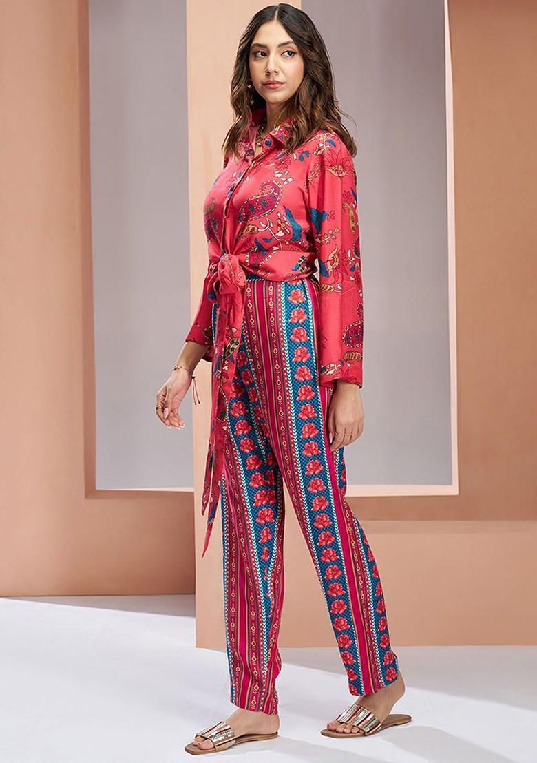 Coral Printed Poly Blend Fusion Set