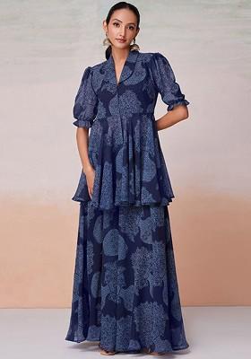 Blue Printed Poly Blend Fusion Set