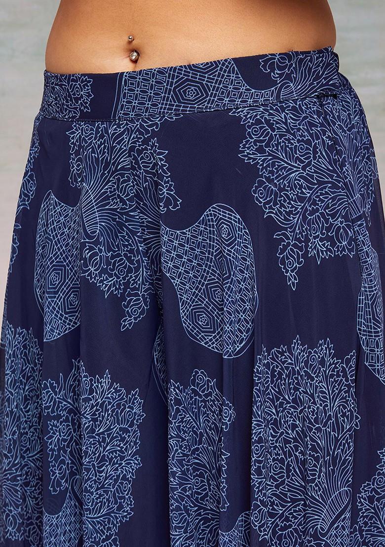 Blue Printed Poly Blend Fusion Set