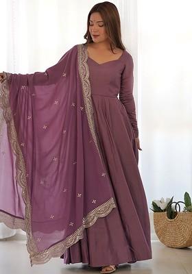 Purple Solid Poly Blend Kurta Sets