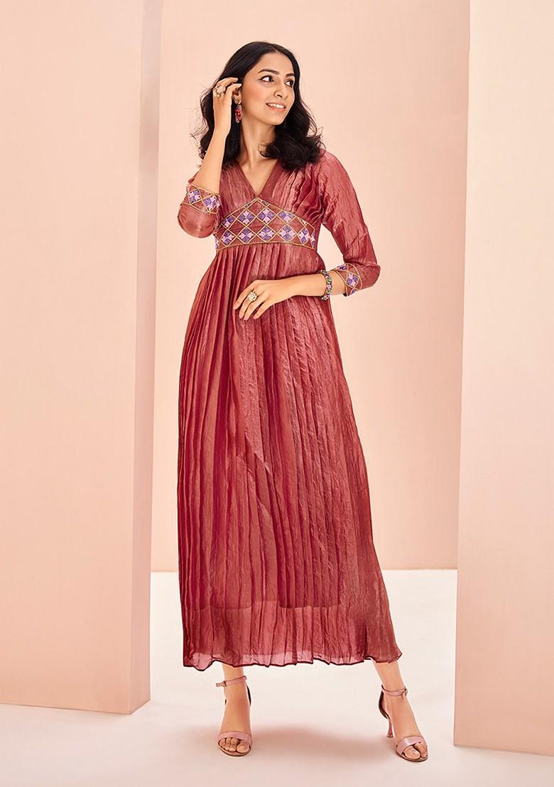 Coral Embellished Poly Blend Kurta