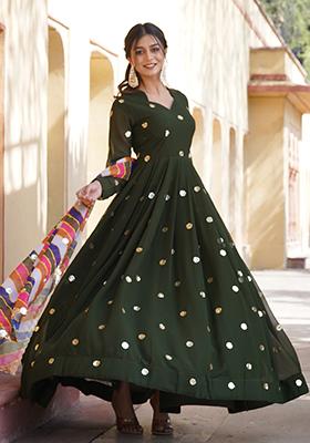 Purple Printed Faux Georgette Anarkali Set