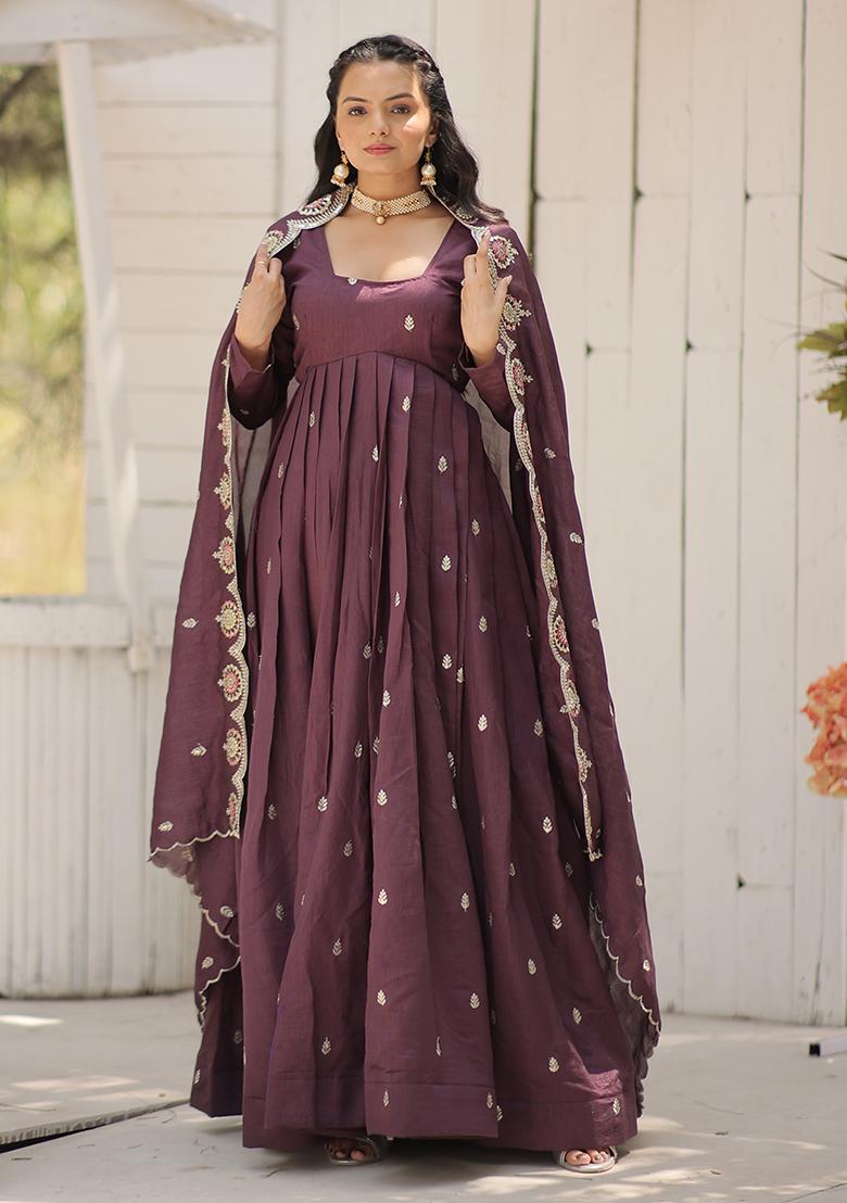 Onion Pink Sequin Embroidered Vichitra Shimmer Anarkali Set