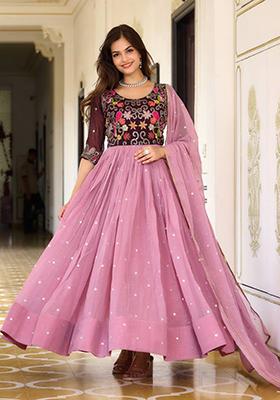 Pink Sequin Embroidered Shimmer Anarkali Set
