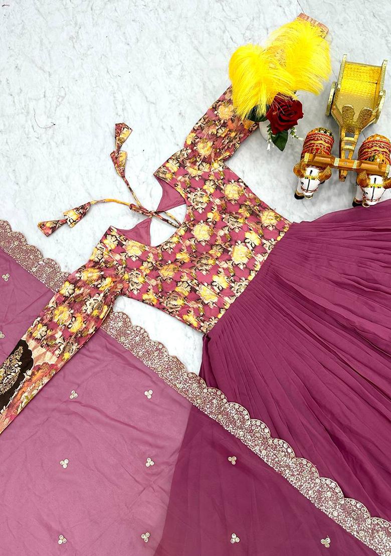 Purple Jacquard Faux Georgette Anarkali Set