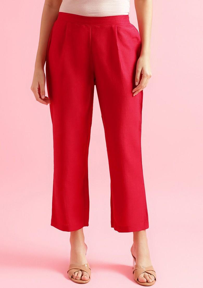 Magenta Striped Print Poly Blend Kurta Set