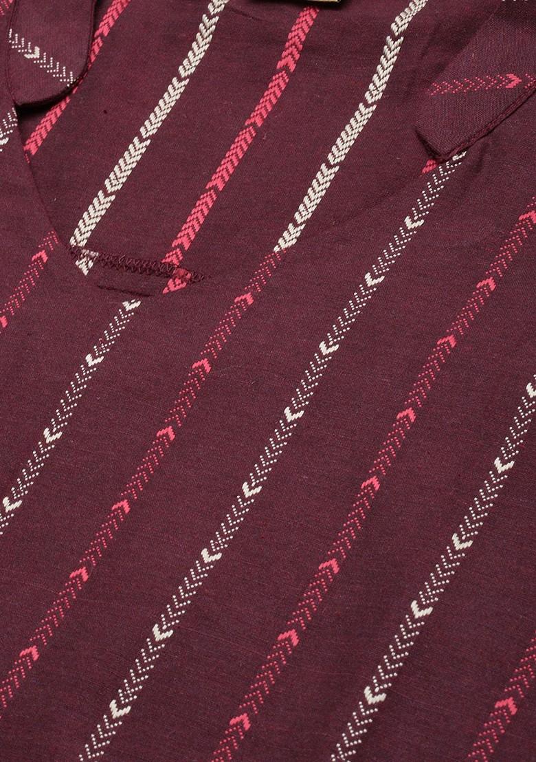 Maroon Ethnic Motifs Embroidery Poly Blend Kurta Set
