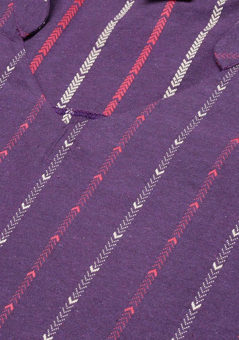 Violet Ethnic Motifs Embroidery Poly Blend Kurta Set