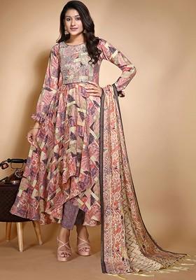 Pink Floral Print Cotton Kurta Set