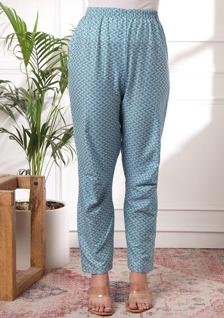 Blue Floral Print Cotton Kurta Set