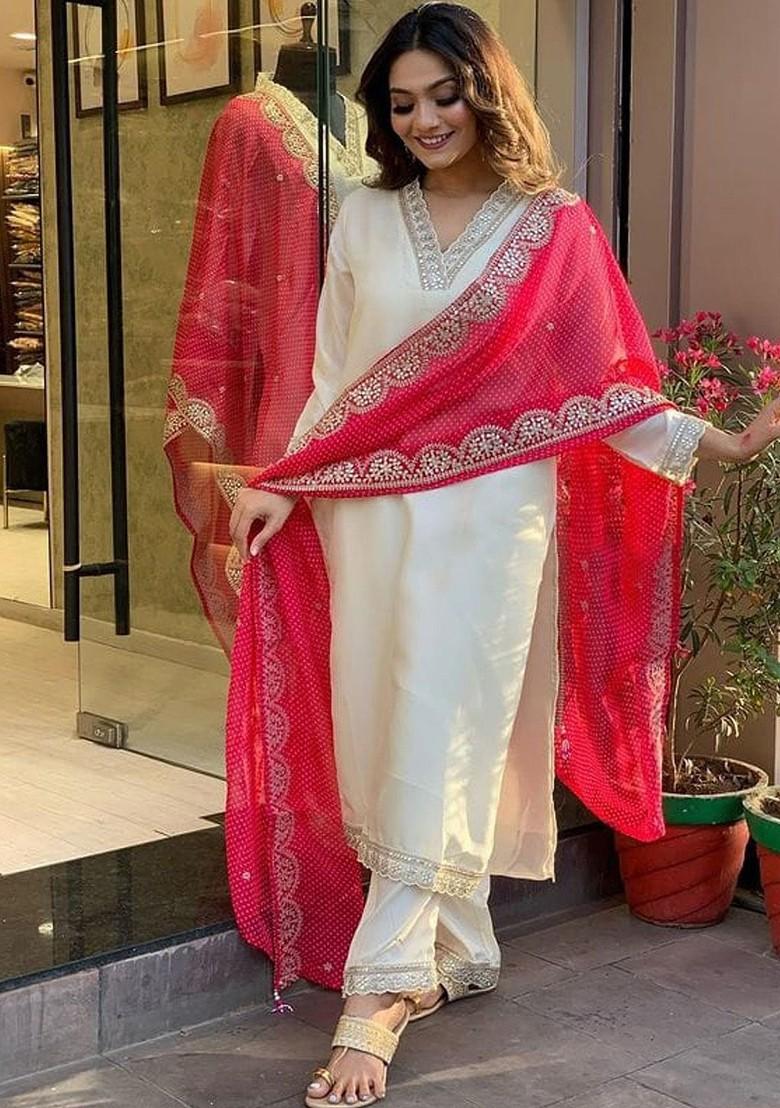 Pink Floral Embroidered Silk Kurta Set