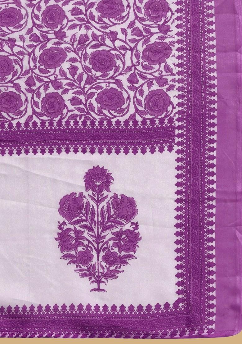 Purple Printed Cotton Kurta Set