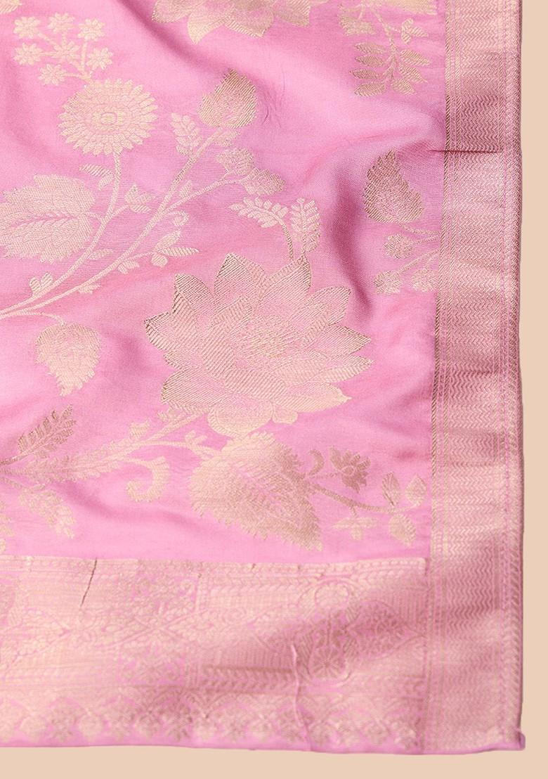 Pink Printed Poly Blend Kurta Set