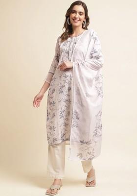 White Gota Patti Linen Kurta Set