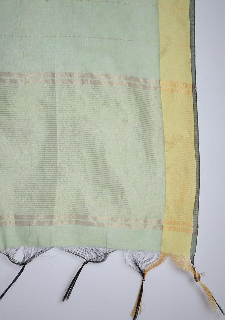 White Floral Embroidered Poly Blend Kurta Set