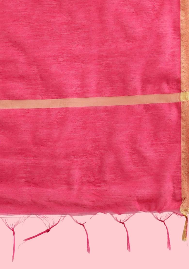 Pink Printed Poly Blend Kurta Set