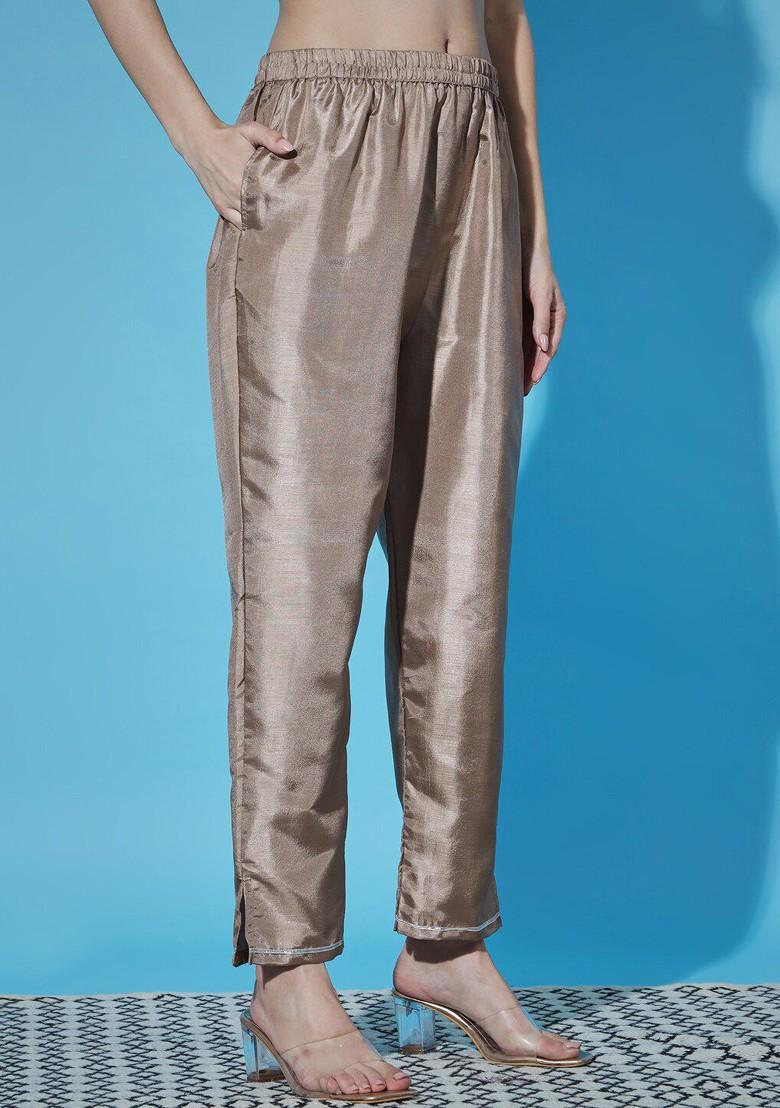 Beige Printed Poly Blend Kurta Set