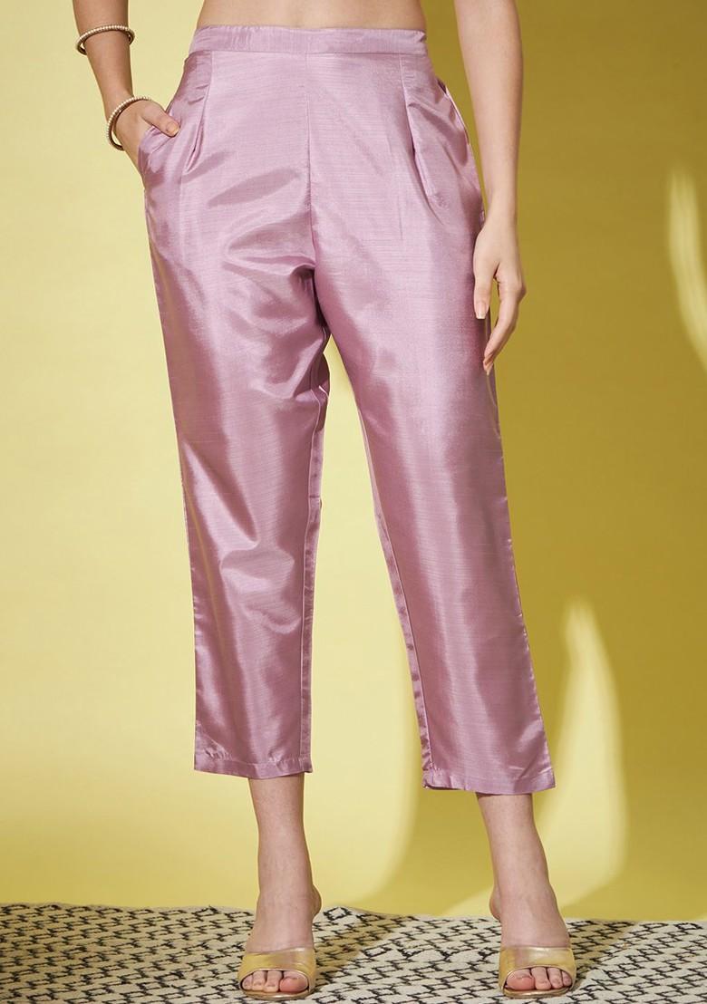 Lavender Printed Poly Blend Kurta Set