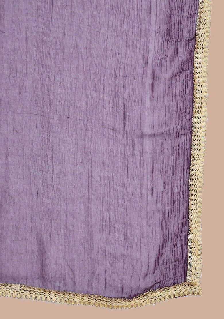 Purple Printed Poly Blend Kurta Set