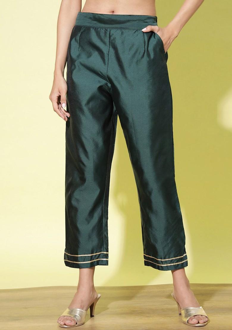 Green Woven Silk Kurta Set