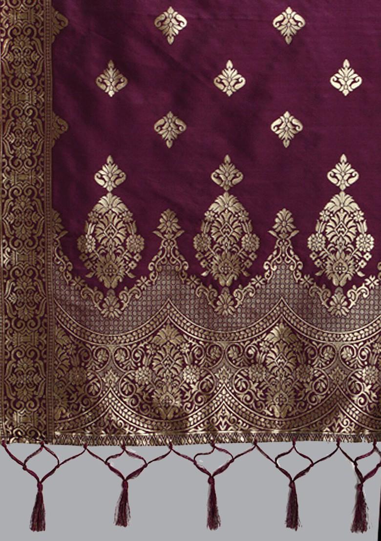 Purple Ethnic Motifs Embroidery Poly Blend Kurta Set