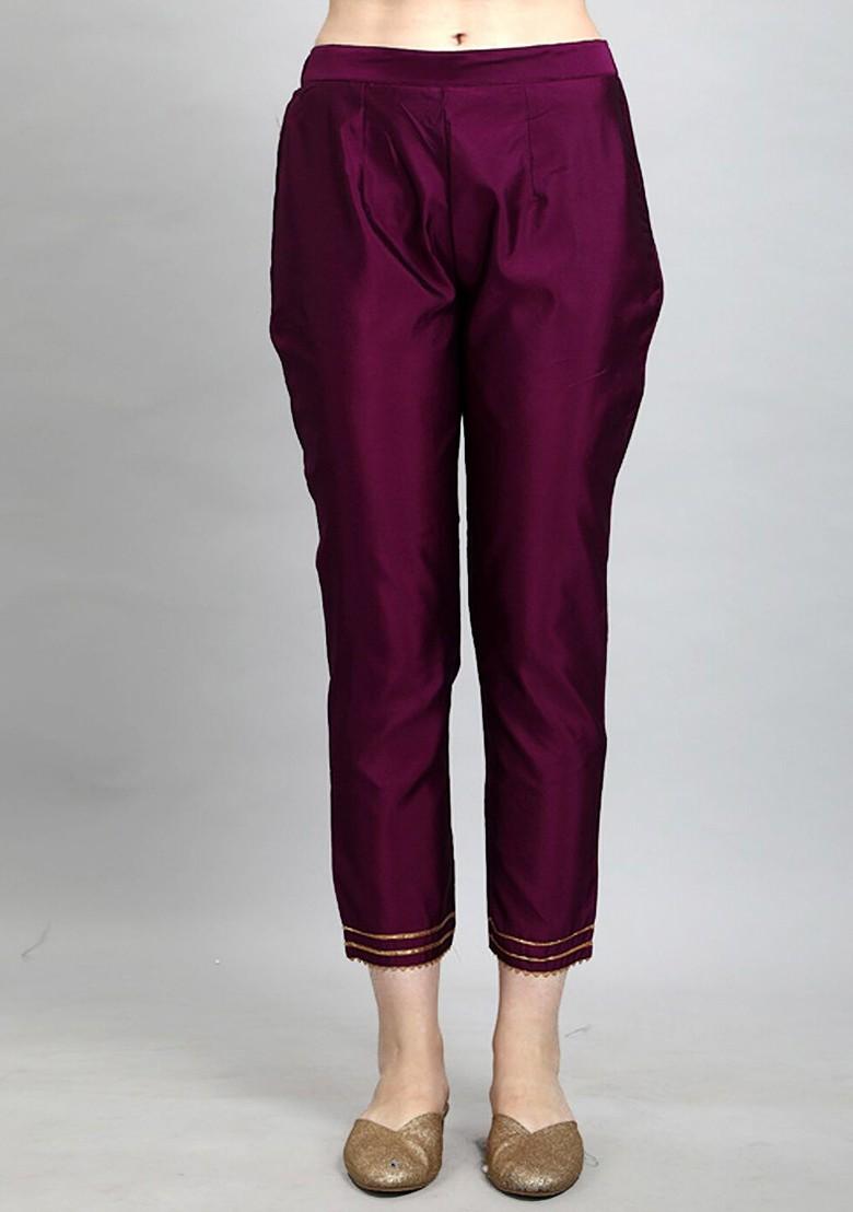 Purple Ethnic Motifs Embroidery Poly Blend Kurta Set