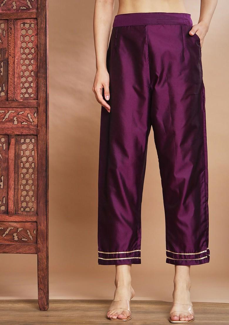 Purple Woven Poly Blend Kurta Set