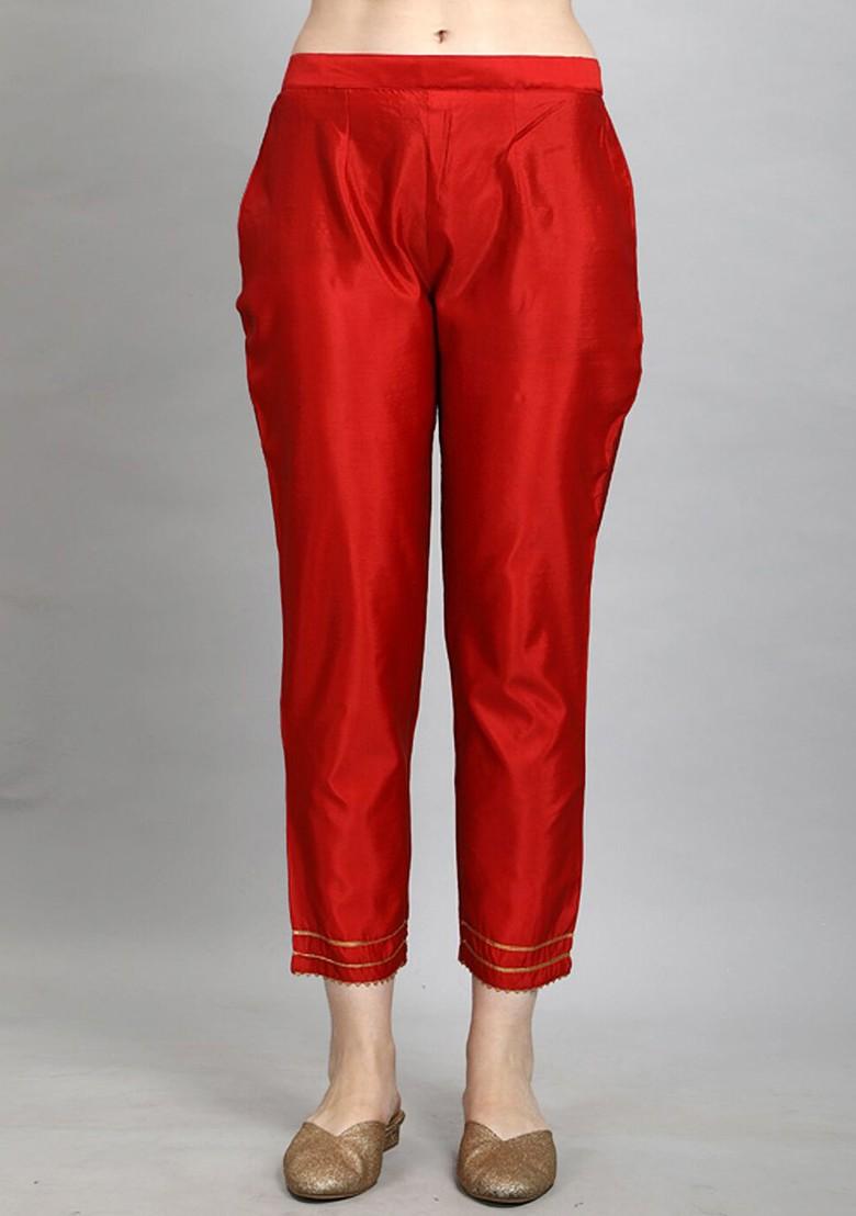 Red Ethnic Motifs Embroidery Poly Blend Kurta Set