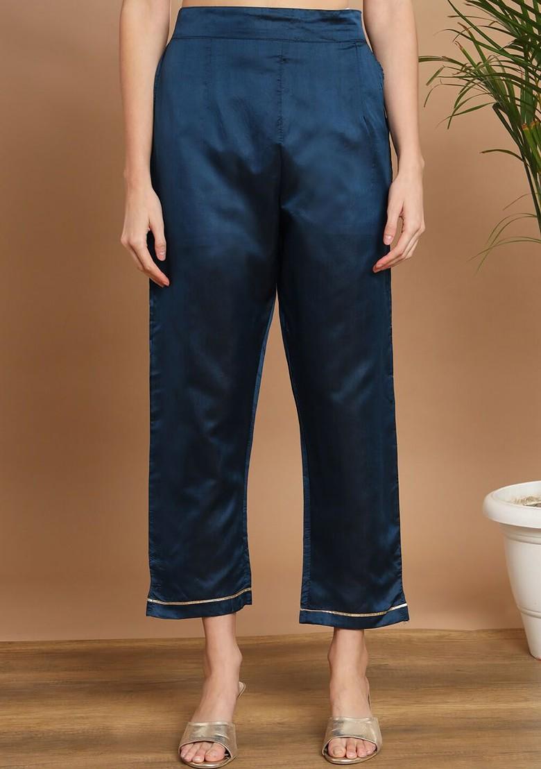 Teal Ethnic Motifs Embroidery Poly Blend Kurta Set